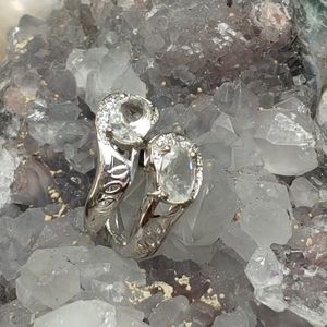 CZ And White Topaz Earrings